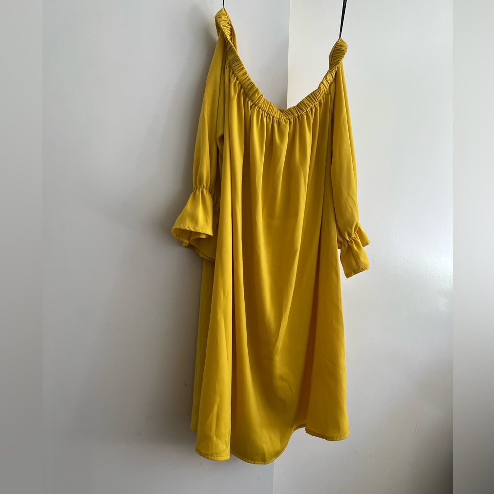 Yellow off the shoulder dress